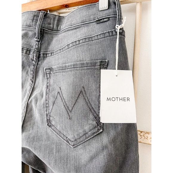 NWT MOTHER The Dazzler Slim Straight Mid Rise Jeans in Lighting Up Lanterns Gray - Picture 11 of 11
